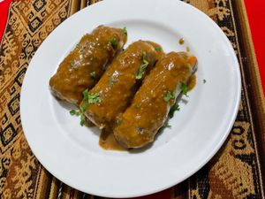 Steam spring rollo with tofu and vegetables at La Casa de Zarela in Huaraz