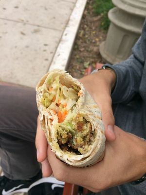 Vegan felafel wrap at Feria Ecologica De Barranco in Lima