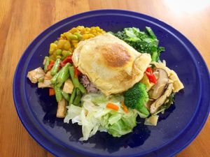 vegan egg rice plate at A Niang Wei - happymomnkitchen in Taichung