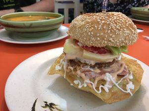 Burger (NT$100) + “egg” (NT$40) + “bacon” (NT$20) at A Niang Wei - happymomnkitchen in Taichung