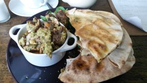 Baked hummus and falafels at The Wild Trapeze in Newcastle Upon Tyne