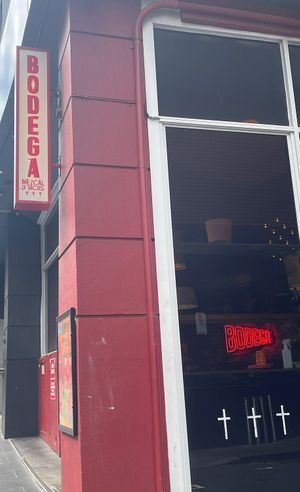 Sign outside restaurant   at Bodega Underground in Melbourne