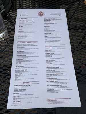 Menu with vegan options at Phantom Canyon Brewing Company in Colorado Springs