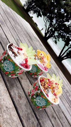 3 different smoothie bowls  at The Smoothie Bowl in Takapuna