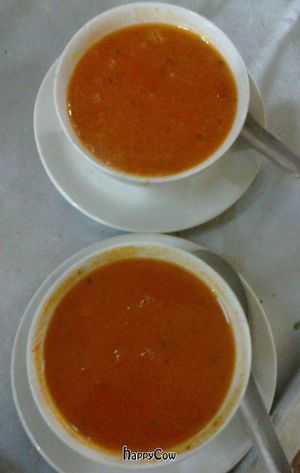 tomato soup at Satkar Restaurant in Kathmandu
