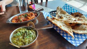 Aloo Gobi, Palak Paneer & Naan at Indian Kitchen in Golden