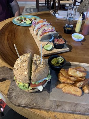 Chicago burger and tacos  at The Green Place in Puerto Vallarta