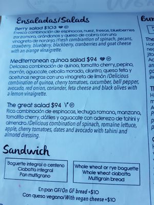 Меню at The Green Place in Puerto Vallarta