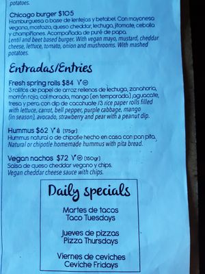 Меню at The Green Place in Puerto Vallarta