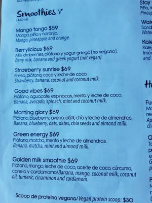 Меню at The Green Place in Puerto Vallarta