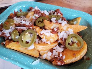 Chilli cheese fries at The Green Place in Puerto Vallarta