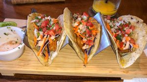 3 different kinds of tacos on the menu at The Green Place in Puerto Vallarta