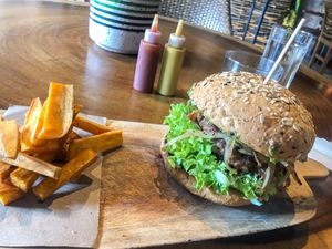 Hearty house-made burger options at The Green Place in Puerto Vallarta
