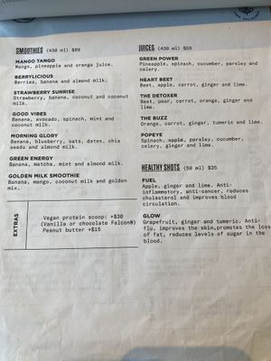 Menu at The Green Place in Puerto Vallarta