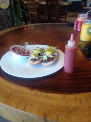 Love the petite ketchup bottles at The Green Place in Puerto Vallarta