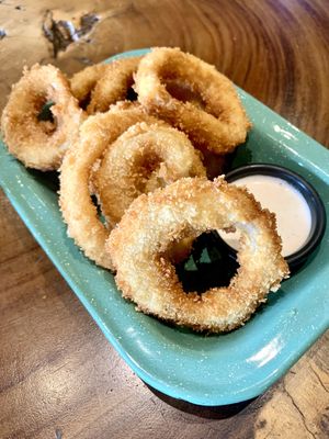Onion rings with ranch   at The Green Place in Puerto Vallarta