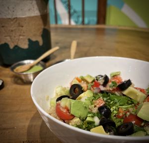 Mediterranean quinoa salad (Psst… ask for the half-size!)  at The Green Place in Puerto Vallarta