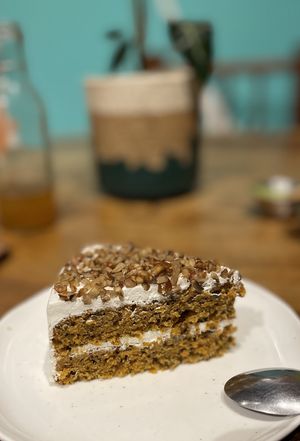 Carrot cake from the glass case. Don’t leave without taking a bite.  at The Green Place in Puerto Vallarta