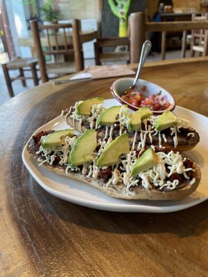 Bean molletes   at The Green Place in Puerto Vallarta
