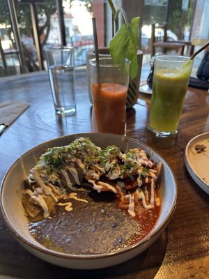 Chilaquiles (green&red)  at The Green Place in Puerto Vallarta