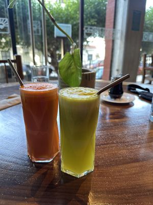 Popeye and The Buzz juices  at The Green Place in Puerto Vallarta