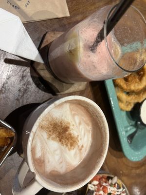 Hot coco and fruit drink   at The Green Place in Puerto Vallarta