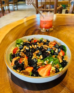 Berry salad and strawberry lemonade   at The Green Place in Puerto Vallarta