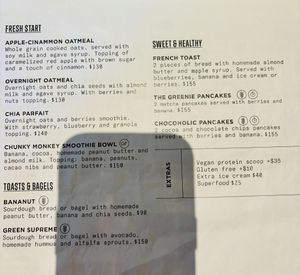 Menu - breakfast   at The Green Place in Puerto Vallarta