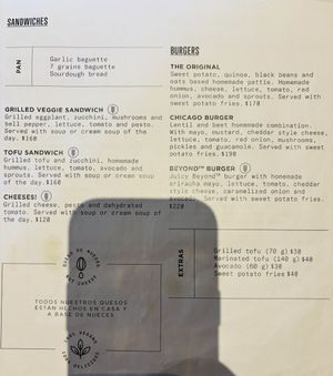 Menu - Sandwiches and Burgers   at The Green Place in Puerto Vallarta