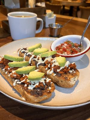 Breakfast molletes   at The Green Place in Puerto Vallarta