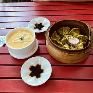 Coconut curry cream soup, dumplings   at miss mai in Dortmund