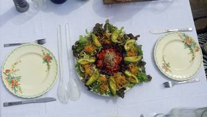 Our house salad at Shangrila Hilltop Retreat in Loule