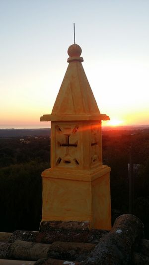 Sunset up on the roof at Shangrila Hilltop Retreat in Loule