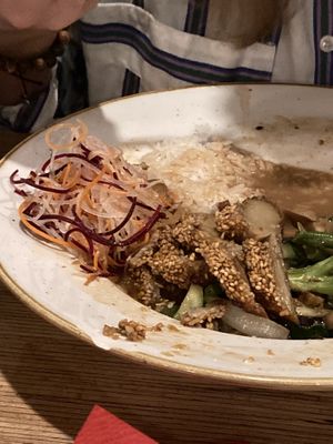 Cơm Sốt Miso: Miso sauce with fresh vegetables and rice and vegan crispy duck. 12,90€  at Co Chu in Berlin