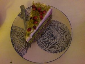 Vegan spinach cake at Geranium Caffe in Poznan