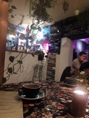 Inside with hot chocolate :) at Geranium Caffe in Poznan