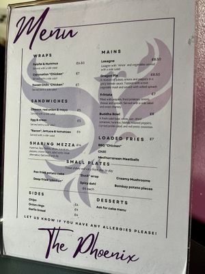 Menu   at Phoenix Plant Based Eatery in Prescot