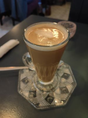 Oat latte at Phoenix Plant Based Eatery in Prescot