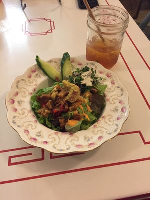 Garden salad and iced tea at North Star Diner in North Bay