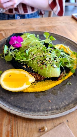 Avo toast w/cashew cheese (vegan) at Vanilla Food in Noosaville