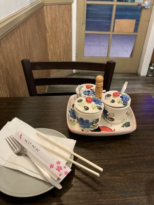 different sauces additional to the ones that come with the food   at Samata Vegan House in Hollywood