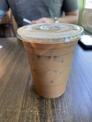 Thai iced coffee  at Samata Vegan House in Hollywood