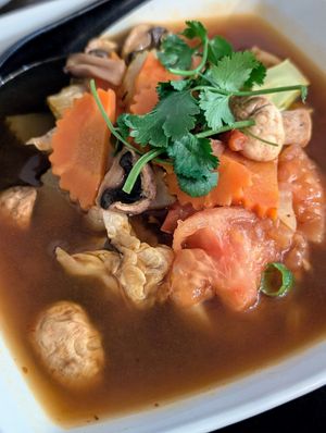 Tom Yum soup at Samata Vegan House in Hollywood