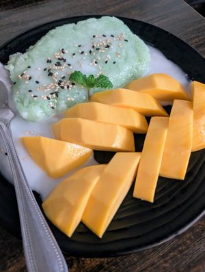 Mango sticky rice at Samata Vegan House in Hollywood