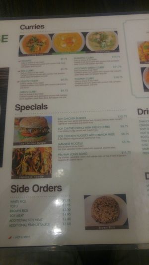 Menu at Samata Vegan House in Hollywood