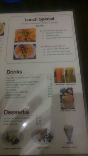 Menu at Samata Vegan House in Hollywood