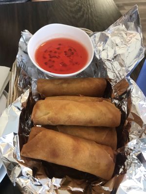 Egg rolls at Samata Vegan House in Hollywood