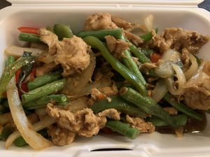 Phat kaphrao is very spicy  at Samata Vegan House in Hollywood