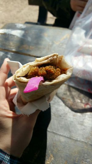 The traditional falafel sandwich is really good. at Sandwich Falafel W Bas in Aqaba
