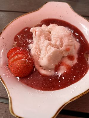 Vegan strawberry rhubarb tart  at The Fairmount Cocktail Bar in Cleveland Heights